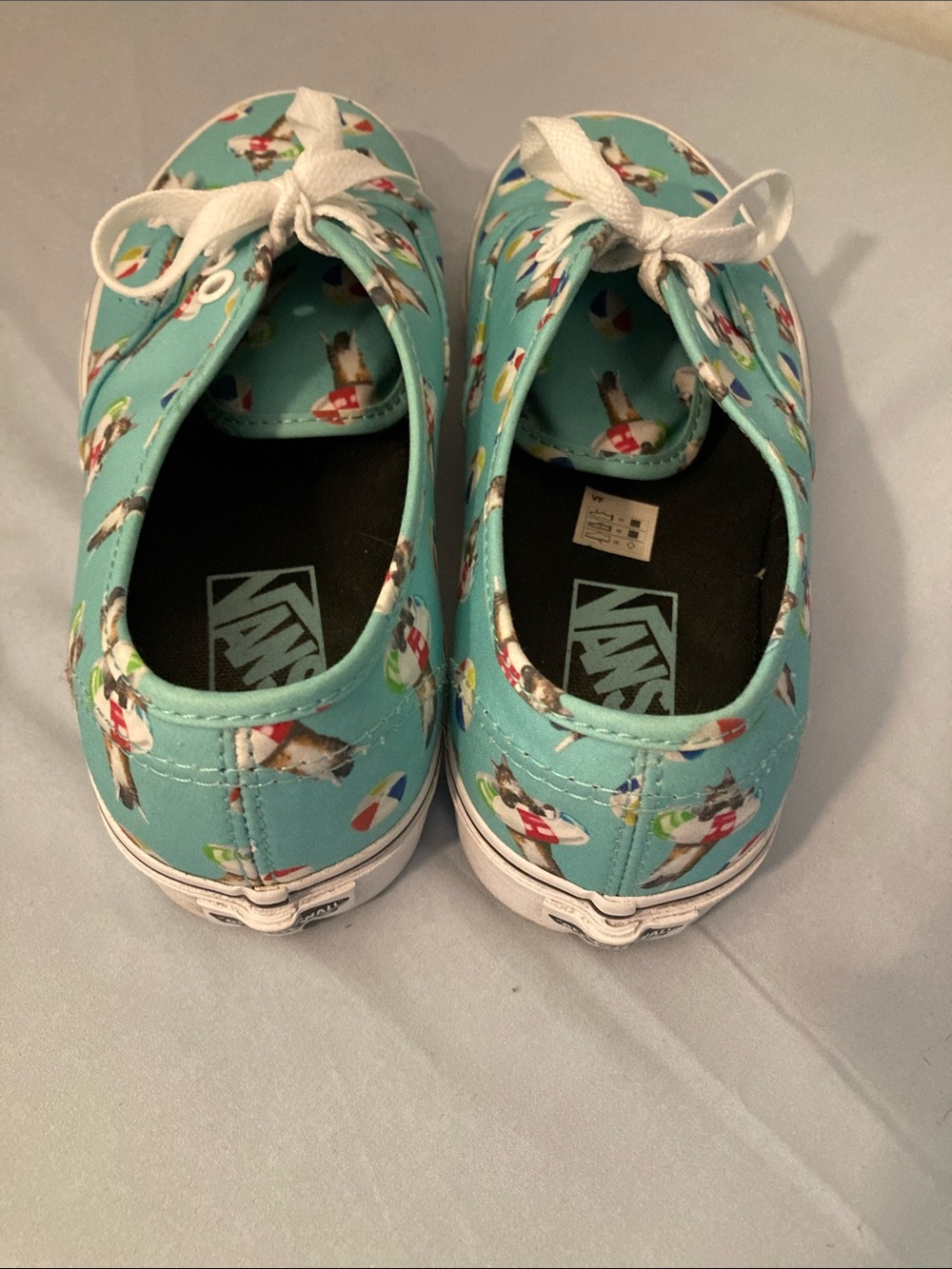 Vans Teal Cat & Beach Ball Canvas Sneakers BNWOT - Picture 4 of 4